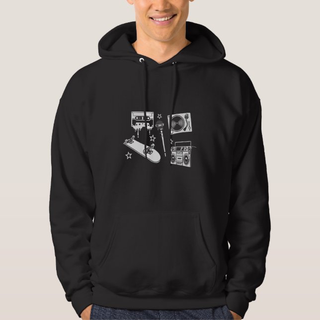 Hip Hop Tools Skateboard Music Cassette Rap Rapper Hoodie (Front)