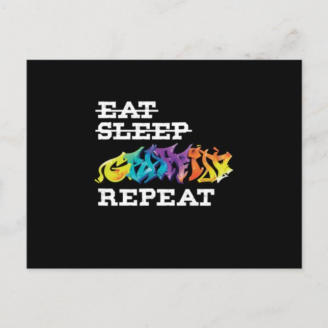 Hip Hop Typographic Mural Graffiti Art Eat Sleep G Postcard (Front)