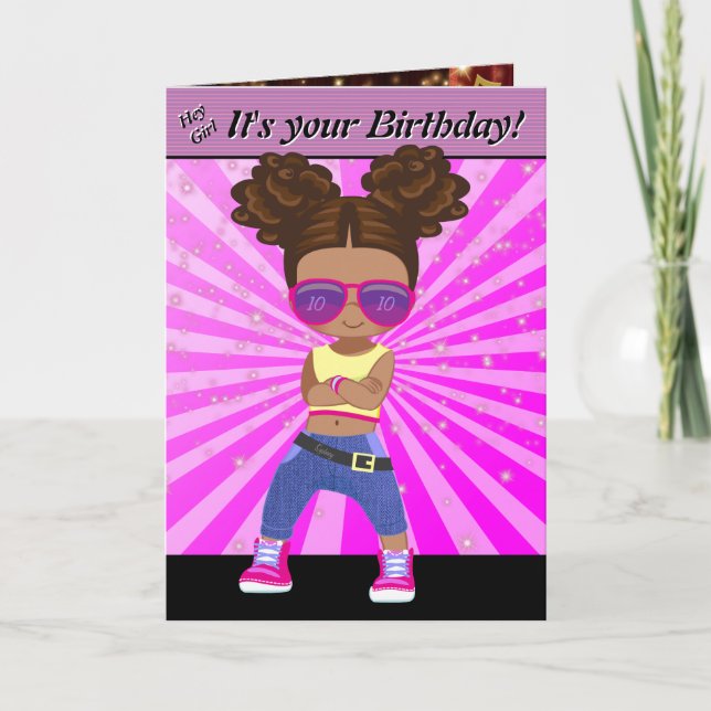 Hip Hop Word Unscramble Crossword Girls Birthday Card (Front)
