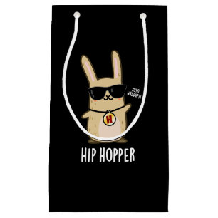 Hip Hopper Funny Bunny Rabbit Pun Dark BG Small Gift Bag