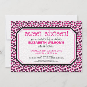 Hip Leopard Sweet 16 Birthday Party Invite: pink Invitation