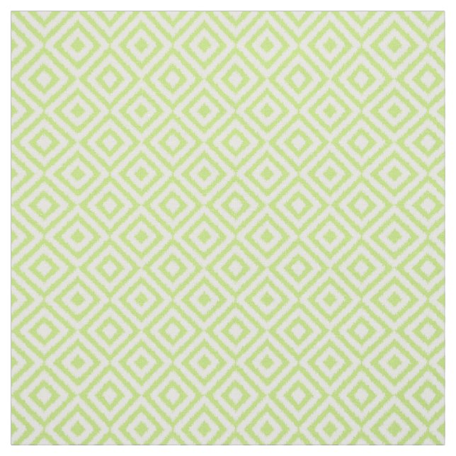 Hip Lime Green Ikat Diamond Squares Mosaic Pattern Fabric (Swatch)