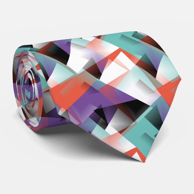 Hip Modern Abstract Geometric Mosaic Art Pattern Tie (Rolled)