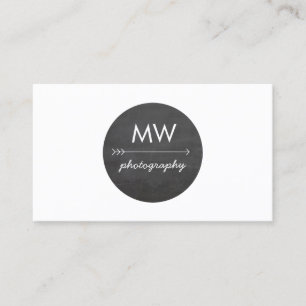 Hip Monogram Arrow Chalkboard Circle Business Card