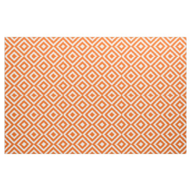 Hip Orange Ikat Diamond Squares Mosaic Pattern Fabric (Fat Quarter)