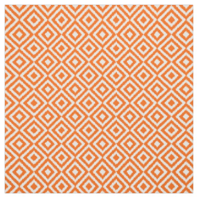 Hip Orange Ikat Diamond Squares Mosaic Pattern Fabric (Swatch)