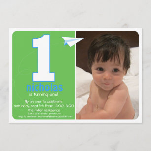 Hip Paper Aeroplane One Year Photo Invite 2