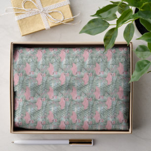 Hip Pink Flamingoes Cute Palm Leafs Art Pattern Tissue Paper