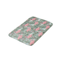 Hip Pink Flamingoes Palm Leafs Art Pattern