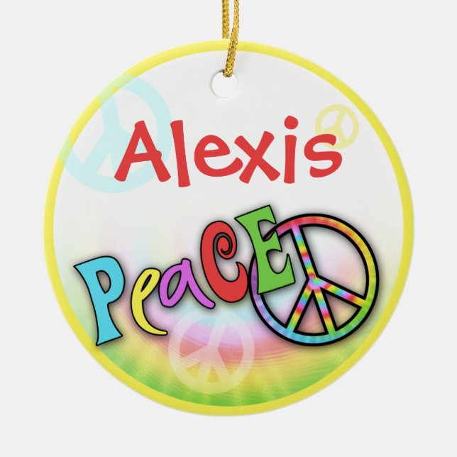 Hip Rainbow PEACE Personalised Ornament (Front)