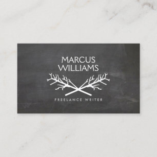 HIP RUSTIC TREE BRANCHES LOGO on CHALKBOARD Business Card