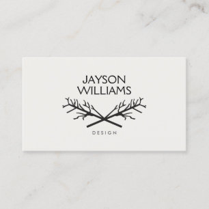 HIP RUSTIC TREE BRANCHES LOGO on LIGHT GRAY Business Card