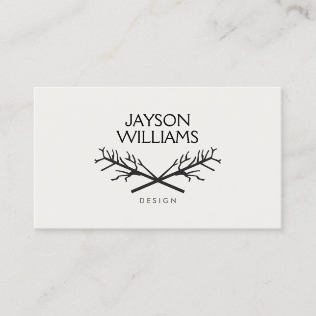 HIP RUSTIC TREE BRANCHES LOGO on LIGHT GRAY Business Card (Front)