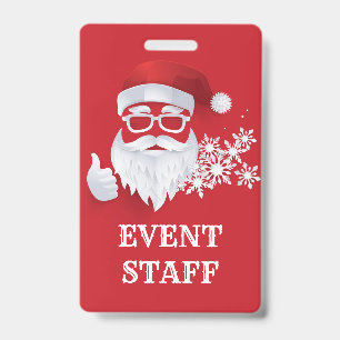 Hip Santa Claus Papercut Christmas Event Staff ID Badge