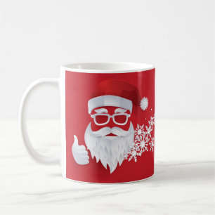 Hip Santa Claus Papercut on Red Christmas Coffee Mug