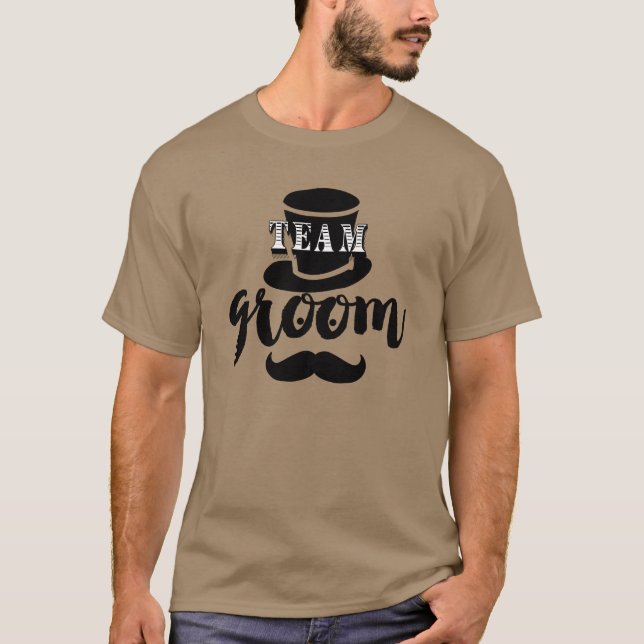Hip Team Groom Top Hat Moustache T-shirt (Front)