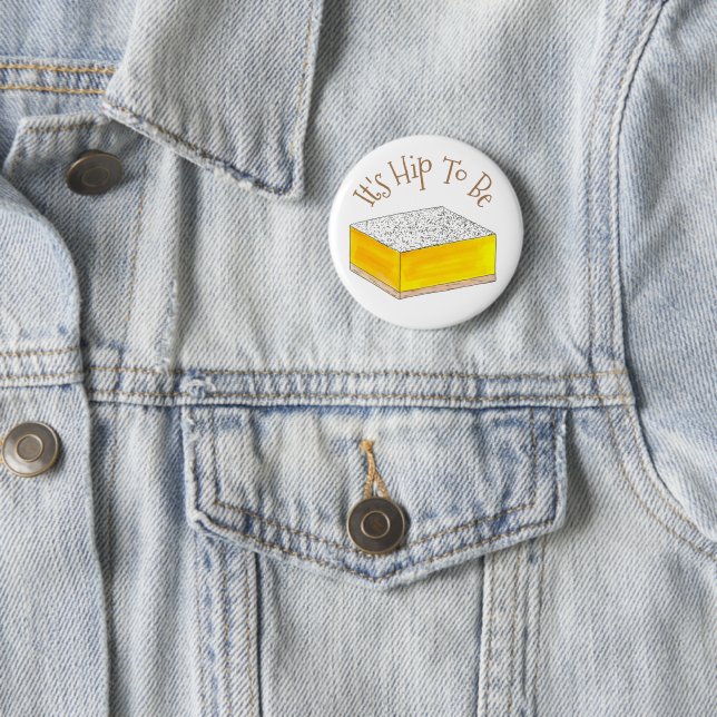 Hip To Be (Lemon) Square Bar Foodie Dessert Yellow 6 Cm Round Badge (In Situ)