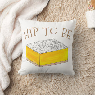 Hip To Be (Lemon) Square Bar Foodie Dessert Yellow Cushion