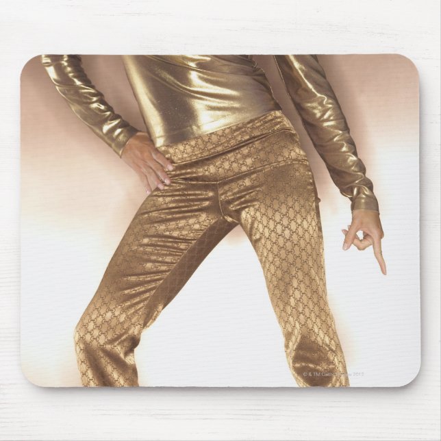 Hip woman in gold disco dancing mouse pad (Front)