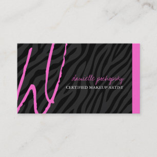 Hip Zebra Print Monogram Business Cards