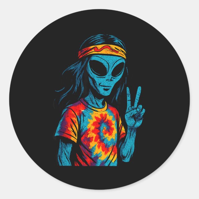 Hipe Alien Tie-dye Design  Classic Round Sticker (Front)