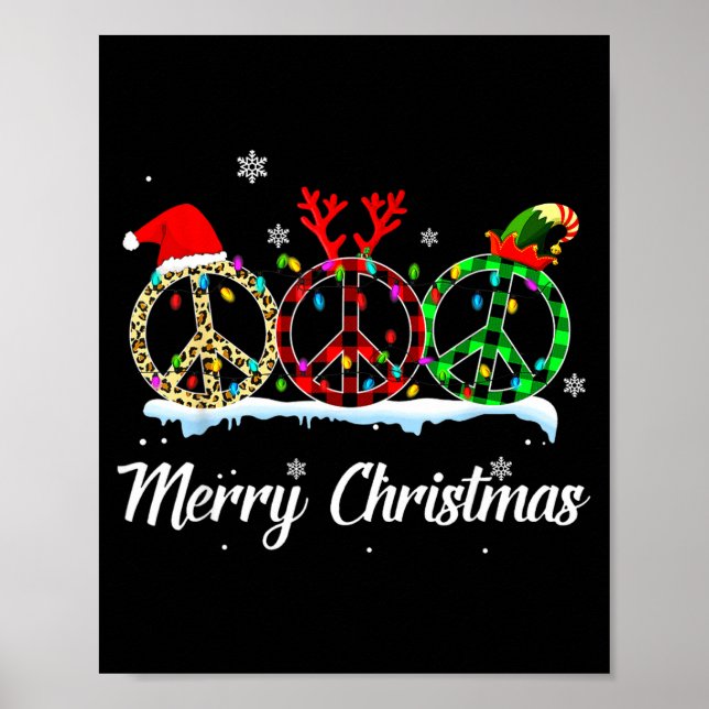 Hipe Peace Sign Santa Hat Reindeer Merry Christmas (Front)