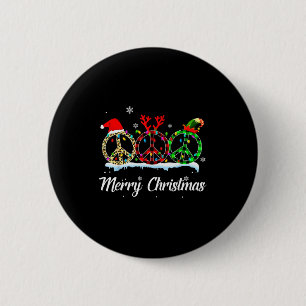 Hipe Peace Sign Santa Hat Reindeer Merry Christmas 6 Cm Round Badge