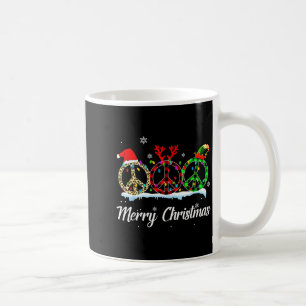 Hipe Peace Sign Santa Hat Reindeer Merry Christmas Coffee Mug