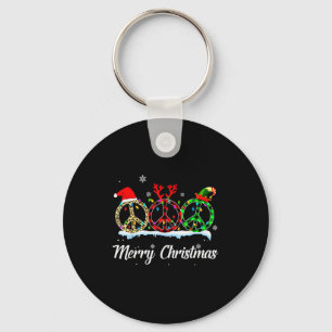 Hipe Peace Sign Santa Hat Reindeer Merry Christmas Key Ring