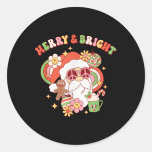 Hipe Santa Clause Merry And Bright Groovy Christma Classic Round Sticker