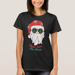 Hipe Santa Groovy Peace Sign Funny Christmas T-Shirt