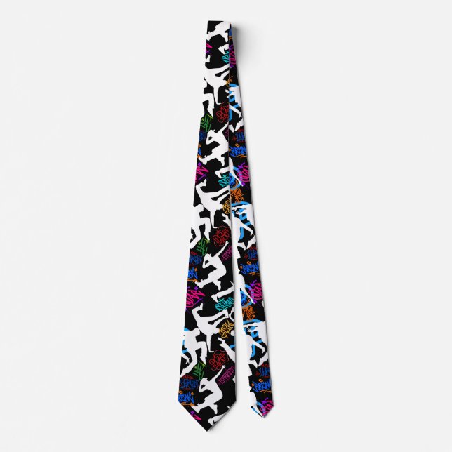 HipHop Dance Pattern.w Black BG Tie (Front)