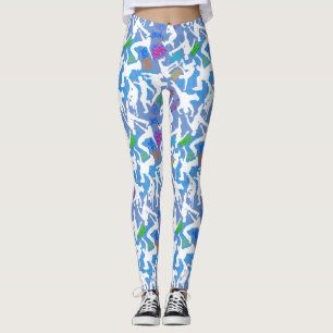 HipHop Dance Pattern.w L Blue BG Leggings
