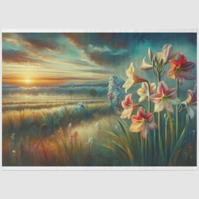 Hippeastrums Sunset View Decoupage Tissue Paper (Front)