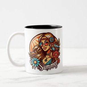 Hippie 1969 in amazing 60s and 70s colours  Two-Tone coffee mug