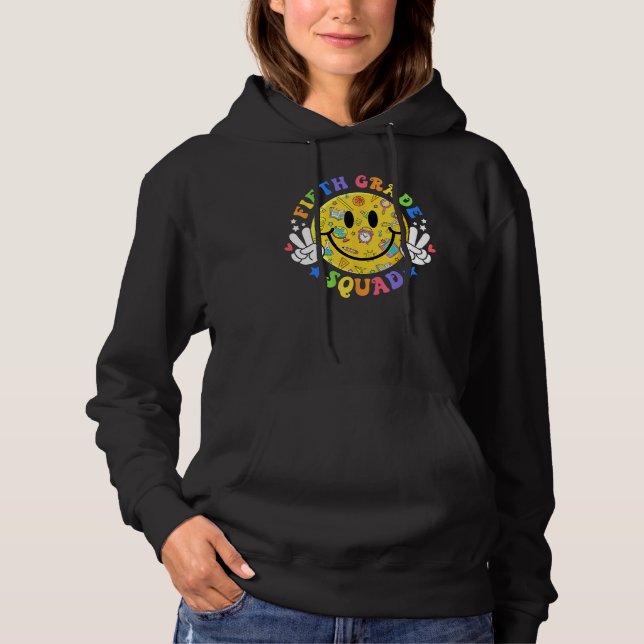 Hippie 5th Fifth Grade Squad For Teacher Kids Back Hoodie (Front)