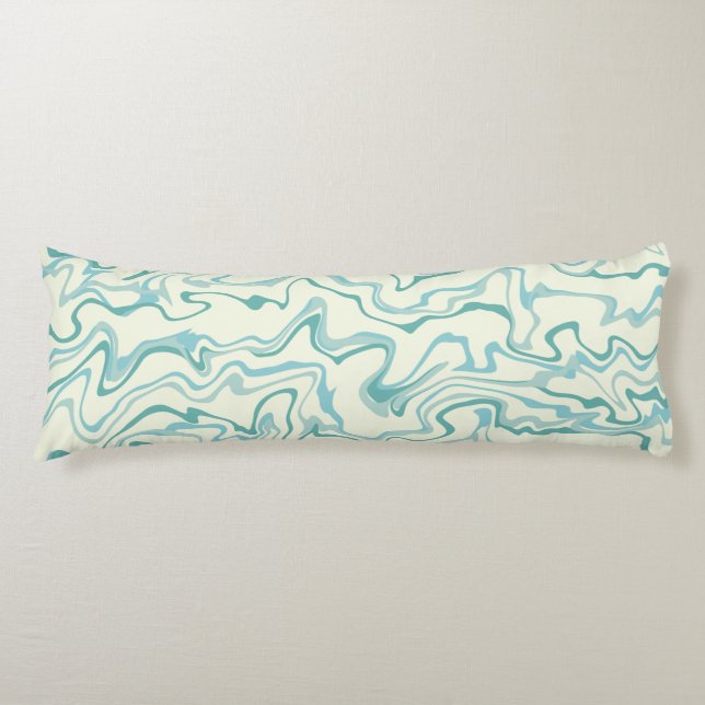 Hippie 70s Blue Marble Liquid Swirl Boho Pattern Body Cushion (Front)