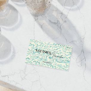 Hippie 70s Blue Marble Liquid Swirl Boho Pattern Business Card