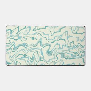 Hippie 70s Blue Marble Liquid Swirl Boho Pattern Desk Mat