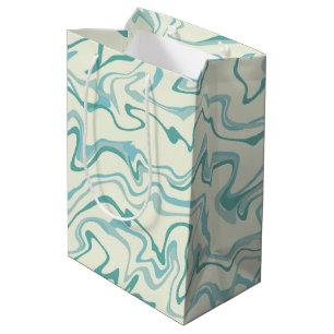 Hippie 70s Blue Marble Liquid Swirl Boho Pattern Medium Gift Bag