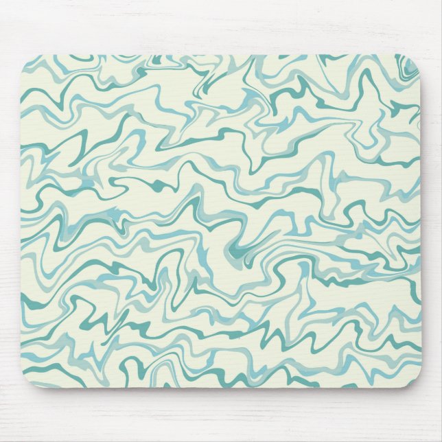 Hippie 70s Blue Marble Liquid Swirl Boho Pattern Mouse Pad (Front)