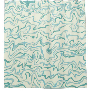 Hippie 70s Blue Marble Liquid Swirl Boho Pattern Shower Curtain