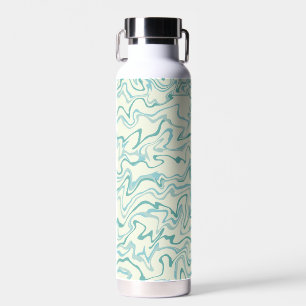 Hippie 70s Blue Marble Liquid Swirl Boho Pattern Water Bottle