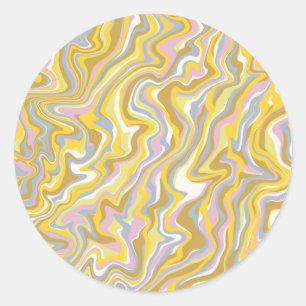 Hippie 70s Green Marble Liquid Swirl Boho Pattern Classic Round Sticker