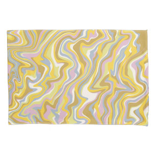Hippie 70s Green Marble Liquid Swirl Boho Pattern Pillowcase