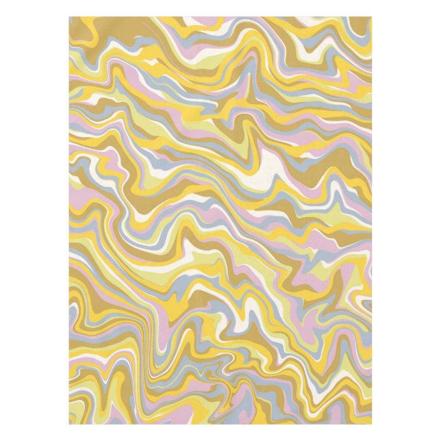 Hippie 70s Green Marble Liquid Swirl Boho Pattern Tablecloth (Front)