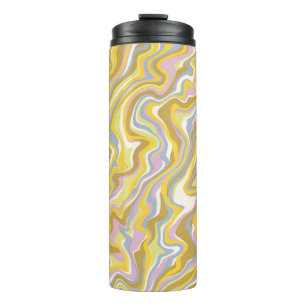 Hippie 70s Green Marble Liquid Swirl Boho Pattern Thermal Tumbler