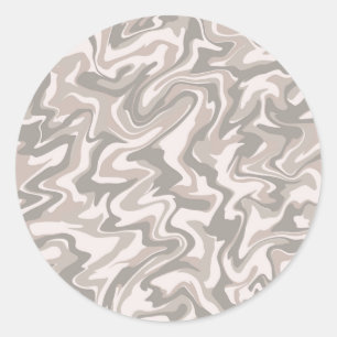 Hippie 70s Grey Marble Liquid Swirl Boho Pattern Classic Round Sticker