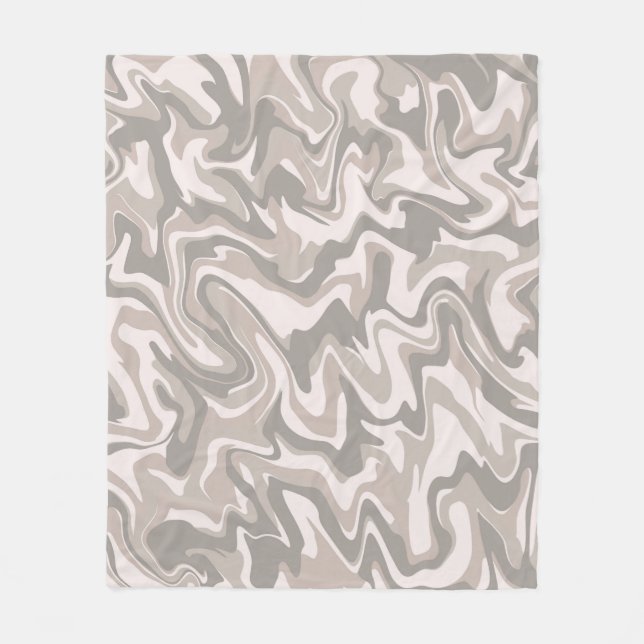 Hippie 70s Grey Marble Liquid Swirl Boho Pattern Fleece Blanket (Front)