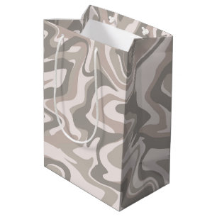 Hippie 70s Grey Marble Liquid Swirl Boho Pattern Medium Gift Bag